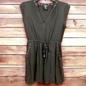 Forever 21 black dress with brass embellishments, pockets in the front size S